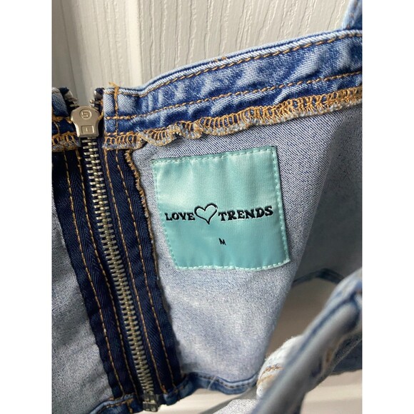 Love Trends Denim Crop Tank Top Size Medium Party Rave Concert Date - Picture 3 of 7